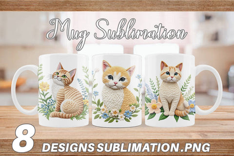 Mug Wrap Cat Embroidery Sublimation artnoy 