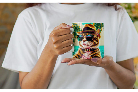Mug Wrap Cat in Summer Sublimation artnoy 