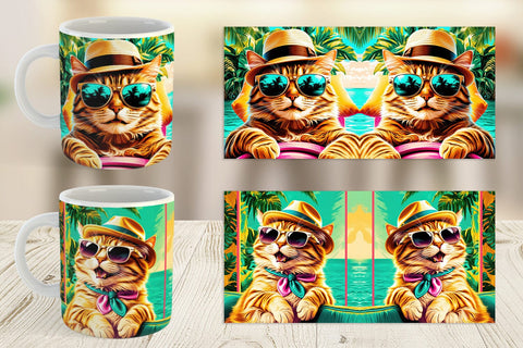 Mug Wrap Cat in Summer Sublimation artnoy 