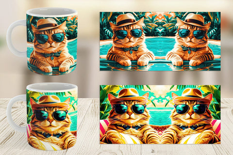 Mug Wrap Cat in Summer Sublimation artnoy 