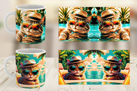 Mug Wrap Cat in Summer Sublimation artnoy 