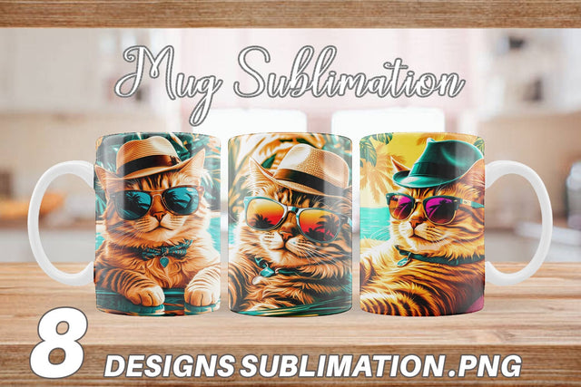 Mug Wrap Cat in Summer Sublimation artnoy 