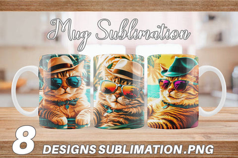 Mug Wrap Cat in Summer Sublimation artnoy 