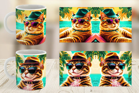 Mug Wrap Cat in Summer Sublimation artnoy 