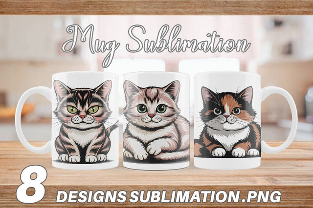 Mug Wrap Cat Mood Expressions Sublimation artnoy 