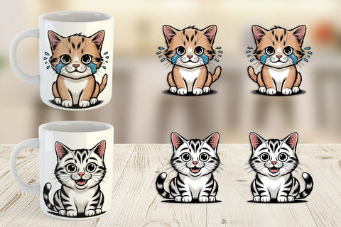 Mug Wrap Cat Mood Expressions Sublimation artnoy 