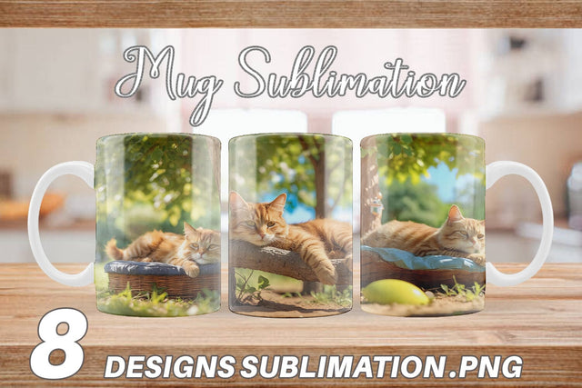 Mug Wrap Cat on Summer Day Sublimation artnoy 