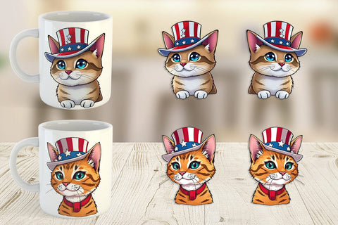 Mug Wrap Cat Patriotic Sublimation artnoy 