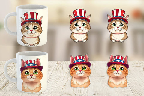 Mug Wrap Cat Patriotic Sublimation artnoy 