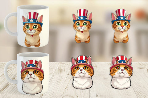 Mug Wrap Cat Patriotic Sublimation artnoy 