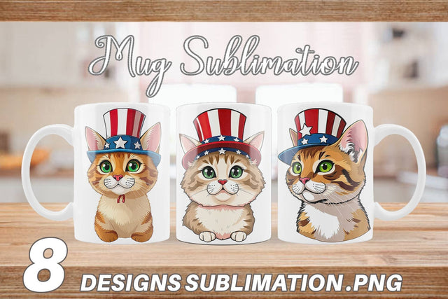 Mug Wrap Cat Patriotic Sublimation artnoy 