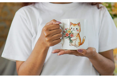 Mug Wrap Cat Spring Bouquet Sublimation artnoy 