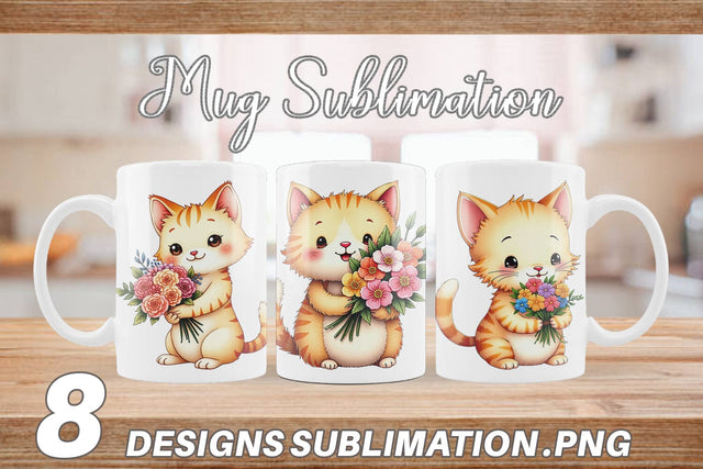 Mug Wrap Cat Spring Bouquet Sublimation artnoy 