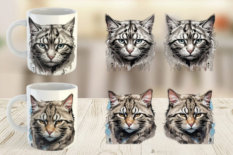 Mug Wrap Cat Watercolor Ink Sublimation artnoy 