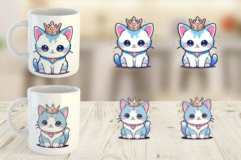 Mug Wrap Cat Wearing Crown Sublimation artnoy 