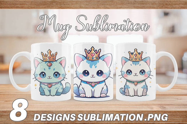 Mug Wrap Cat Wearing Crown Sublimation artnoy 
