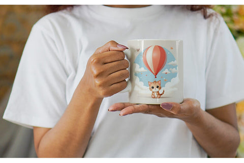 Mug Wrap Cat With Balloon Sublimation artnoy 