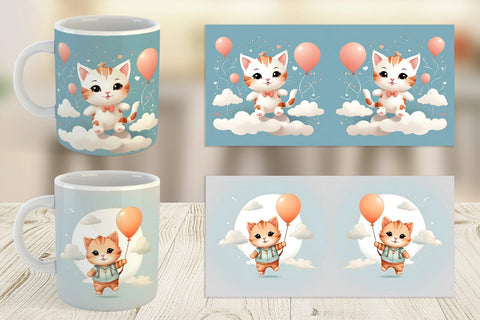 Mug Wrap Cat With Balloon Sublimation artnoy 