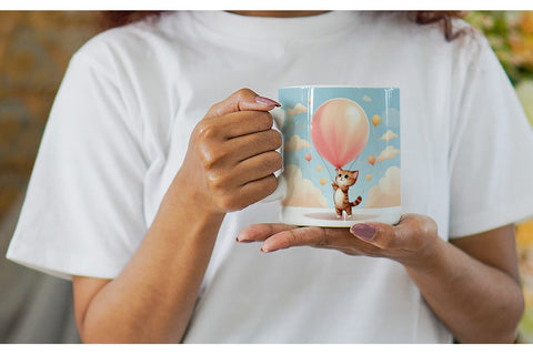 Mug Wrap Cat With Balloon Sublimation artnoy 