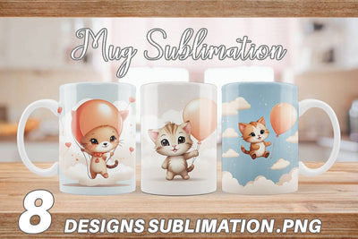 Mug Wrap Cat With Balloon Sublimation artnoy 