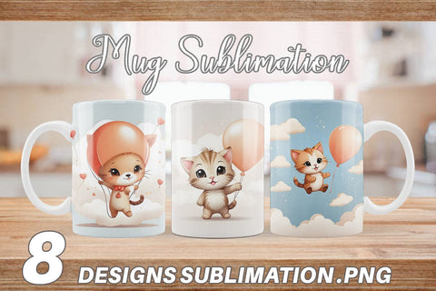 Mug Wrap Cat With Balloon Sublimation artnoy 