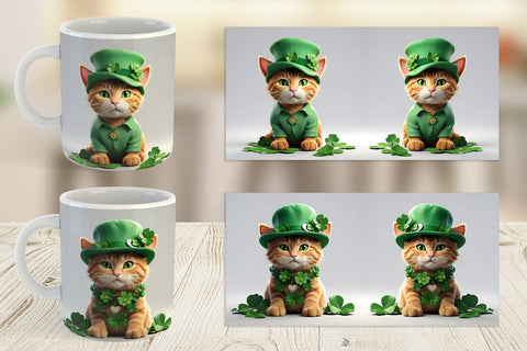 Mug Wrap Cat With Hat Patrick's Day Sublimation artnoy 