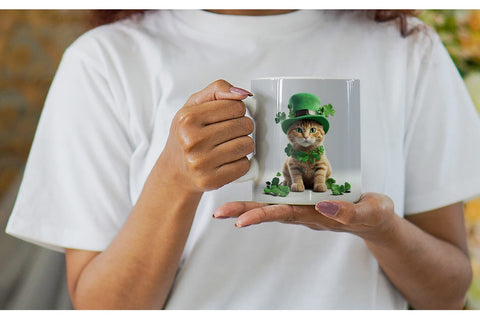 Mug Wrap Cat With Hat Patrick's Day Sublimation artnoy 
