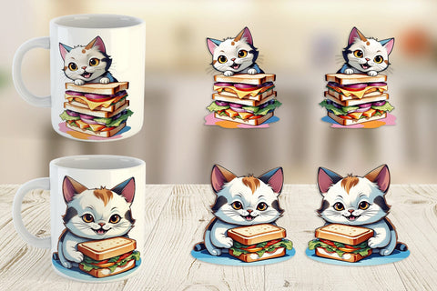 Mug wrap Cat with Sandwich Sublimation artnoy 