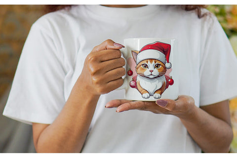 Mug Wrap Cat with Santa Hat Sublimation artnoy 