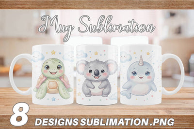 Mug Wrap Celestial Baby Animal Watercolor Sublimation artnoy 