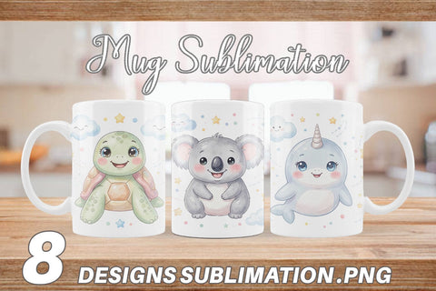 Mug Wrap Celestial Baby Animal Watercolor Sublimation artnoy 