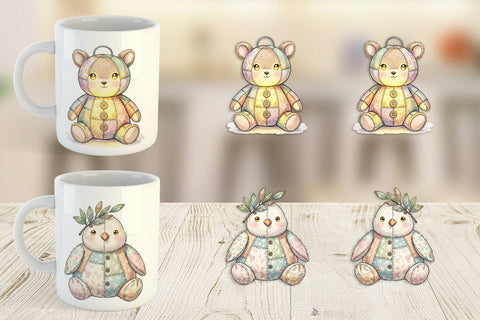 Mug Wrap Celestial Holiday Patchwork Watercolor Sublimation artnoy 