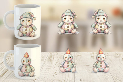 Mug Wrap Celestial Holiday Patchwork Watercolor Sublimation artnoy 