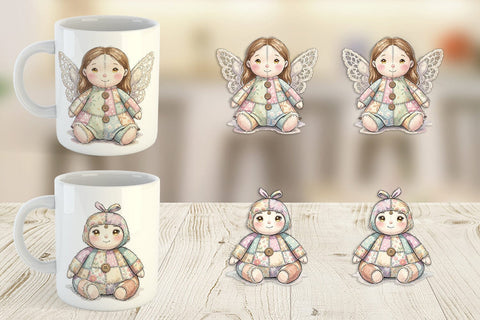 Mug Wrap Celestial Holiday Patchwork Watercolor Sublimation artnoy 