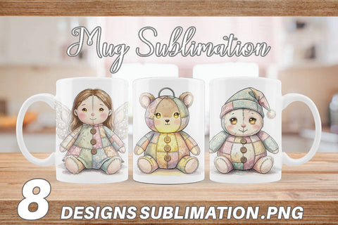 Mug Wrap Celestial Holiday Patchwork Watercolor Sublimation artnoy 