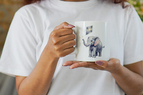Mug Wrap Celestial Night Elephant Watercolor Sublimation artnoy 