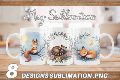 Mug Wrap Celestial Watercolor Animals Sublimation artnoy 