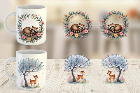 Mug Wrap Celestial Watercolor Animals Sublimation artnoy 