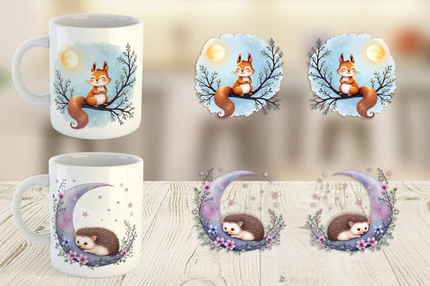Mug Wrap Celestial Watercolor Animals Sublimation artnoy 