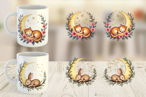 Mug Wrap Celestial Watercolor Animals Sublimation artnoy 