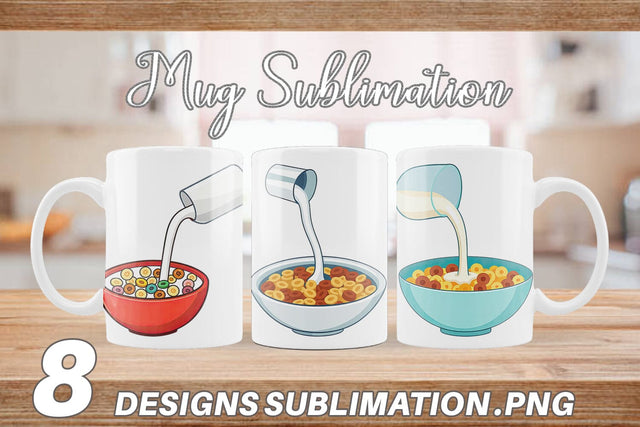 Mug Wrap Cereal Bowl with Milk Sublimation artnoy 