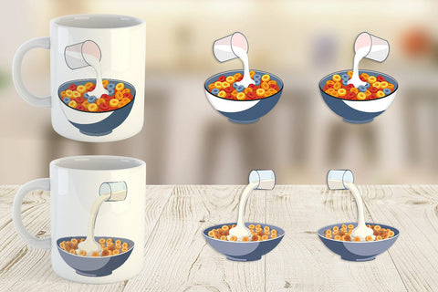 Mug Wrap Cereal Bowl with Milk Sublimation artnoy 