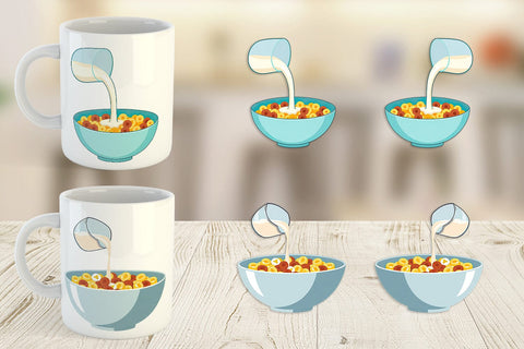 Mug Wrap Cereal Bowl with Milk Sublimation artnoy 