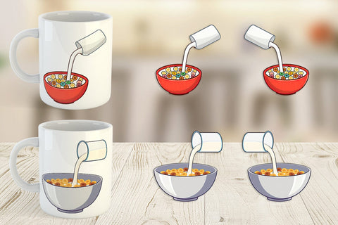 Mug Wrap Cereal Bowl with Milk Sublimation artnoy 