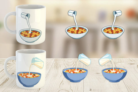 Mug Wrap Cereal Bowl with Milk Sublimation artnoy 