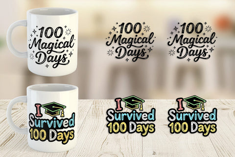 Mug Wrap Chalkboard Celebration 100 Days Quotes Sublimation artnoy 