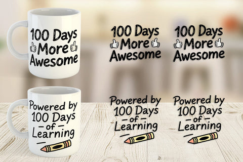 Mug Wrap Chalkboard Celebration 100 Days Quotes Sublimation artnoy 