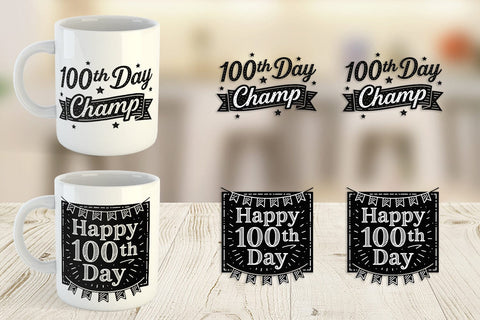 Mug Wrap Chalkboard Celebration 100 Days Quotes Sublimation artnoy 