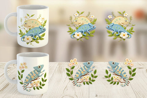 Mug Wrap Chameleon Embroidery Sublimation artnoy 