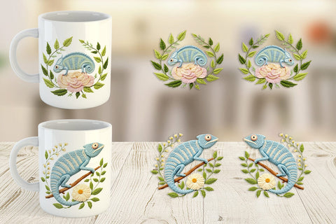 Mug Wrap Chameleon Embroidery Sublimation artnoy 